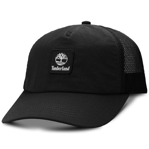 Timberland Trucker Hat for Men, Soft Structured Nylon Baseball Cap, Adjustable Mesh Back, Curved Brim, Breathable & Lightweight – One Size, Black