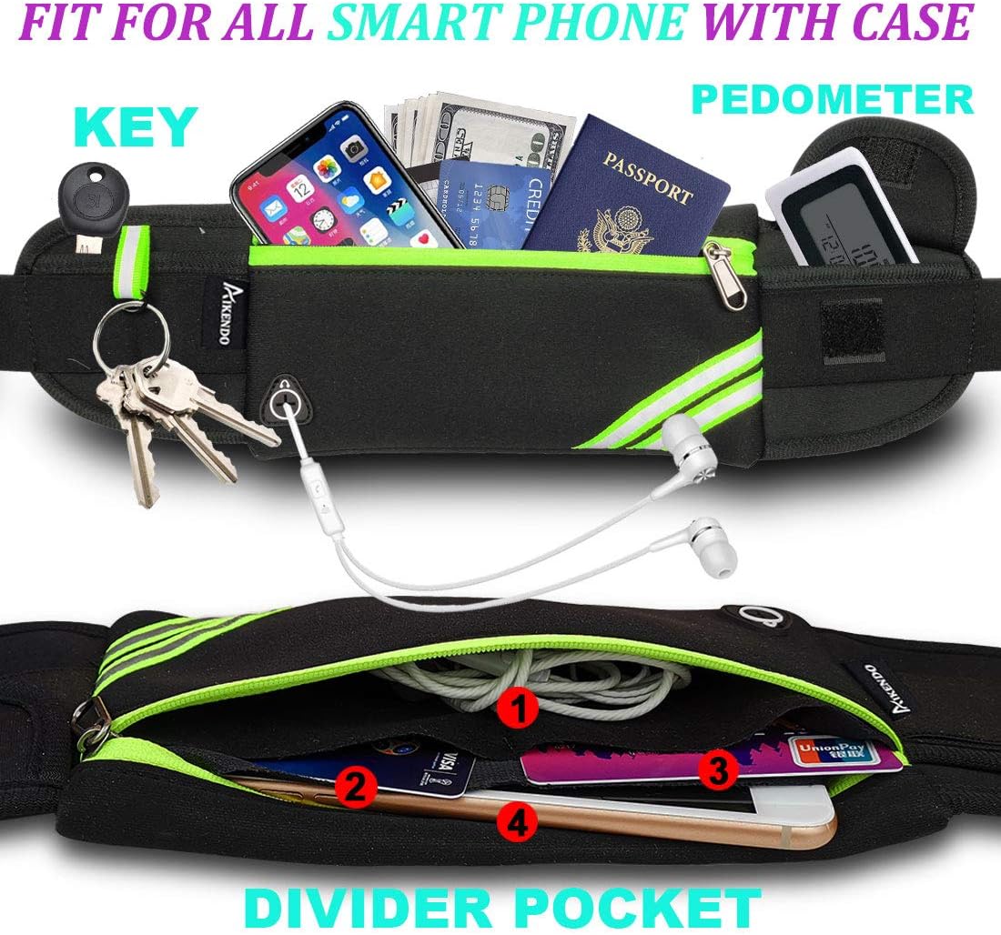 Skiennix Slim Running Belt - Reflective Waist Pack for Hiking & Cycling | Jogging Pouch for Phones & Money