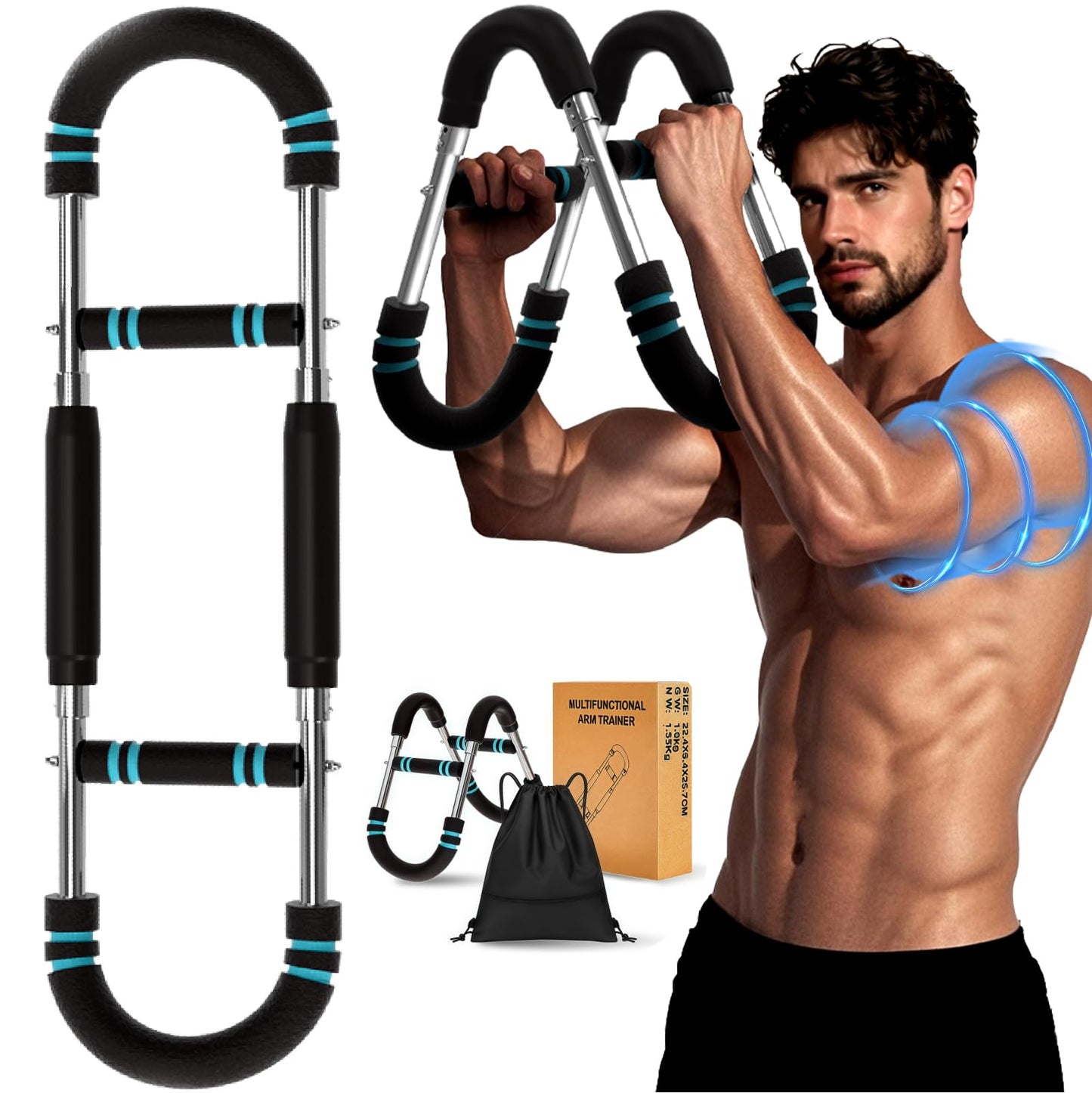 Huitban Twister Arm Trainer, 60-100lb Adjustable Chest & Arm Workout Tool, Arm Strengthener for Men & Women, Portable Detachable Upper Body Fitness Machine for Home & Gym