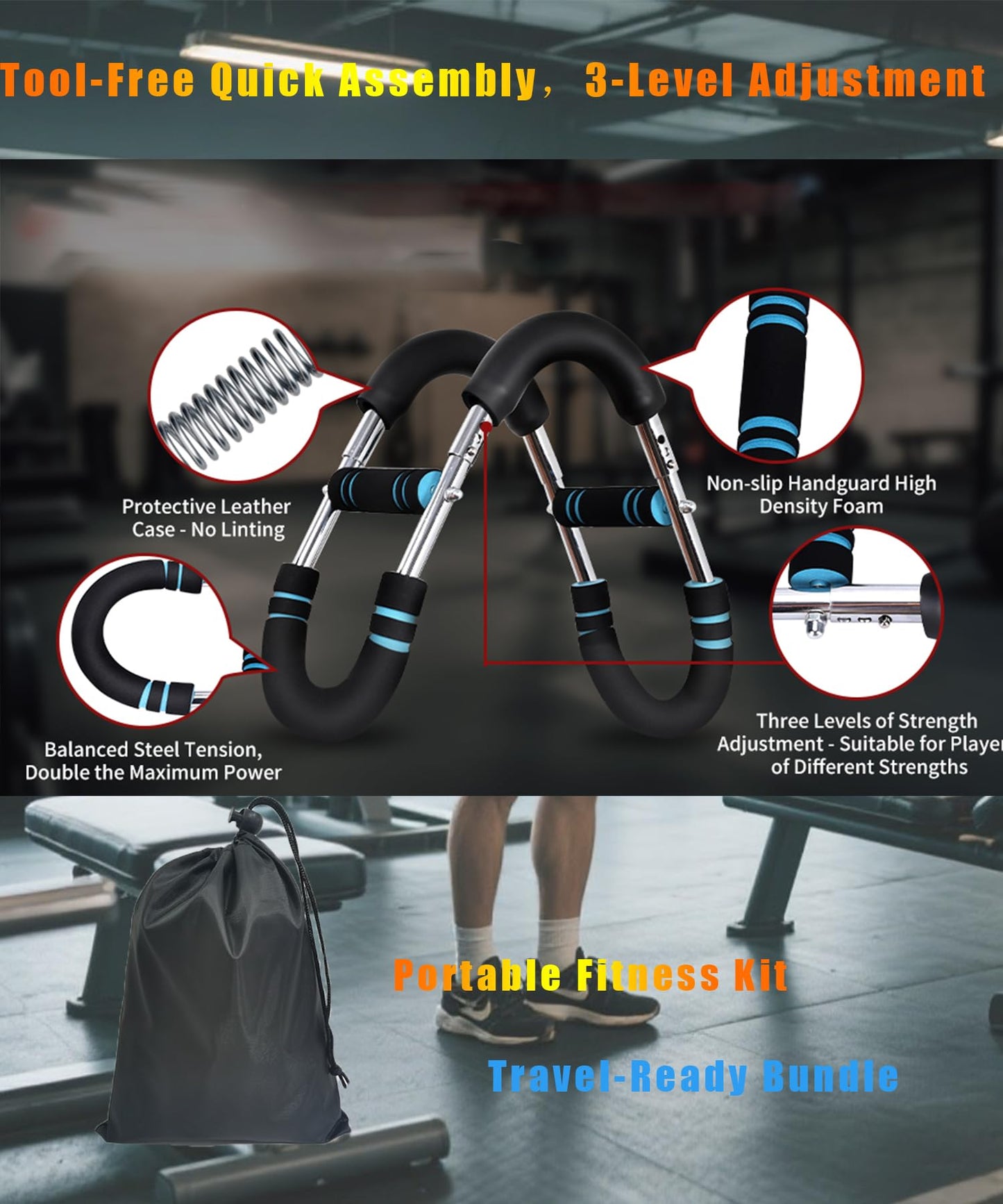 Twister Arm Trainer for Men & Women，60-110lb Adjustable Arm & Chest Workout Equipment，Portable Home Gym Strength Training Machine for Full-Body Toning & Muscle Building