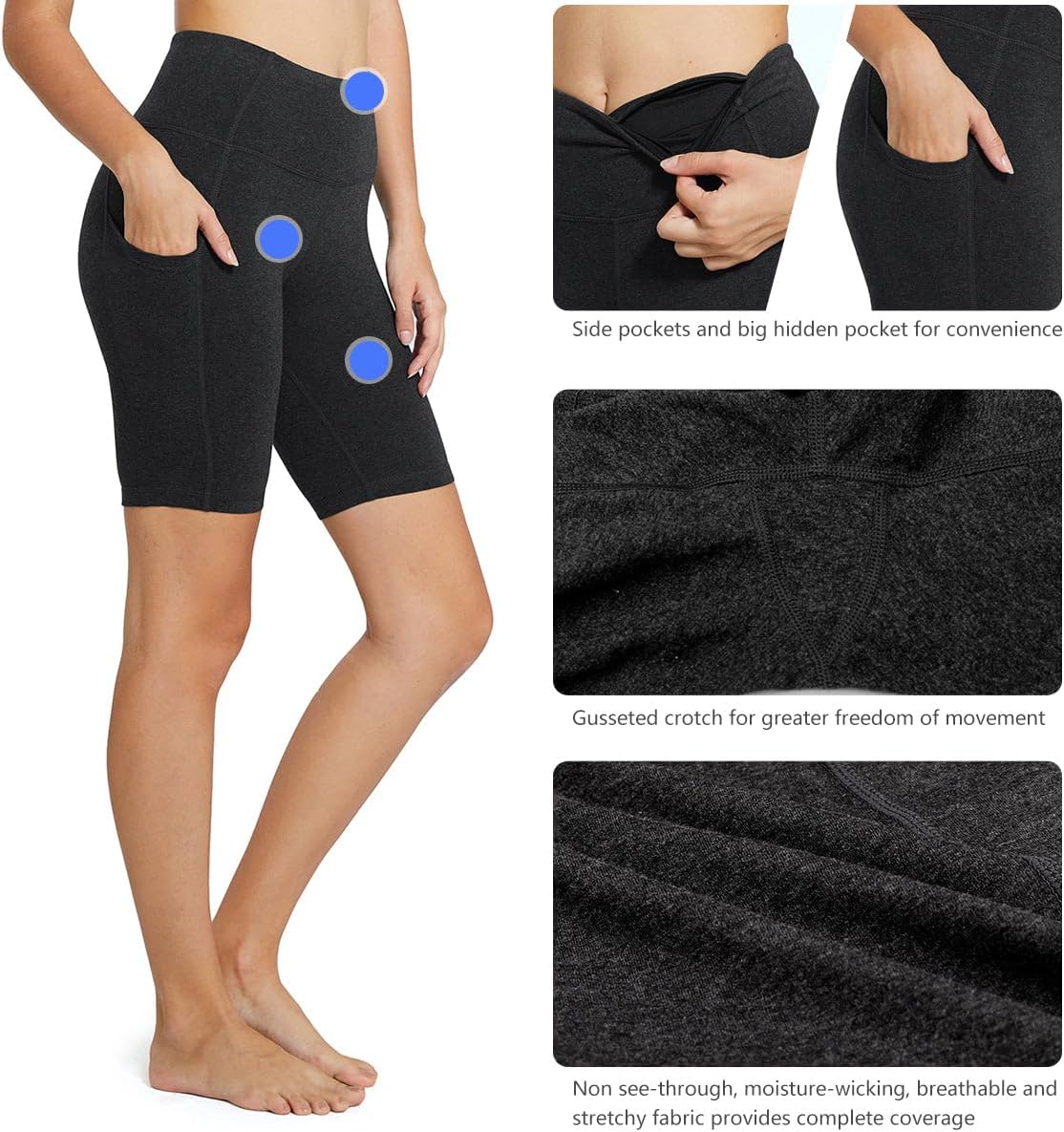 Baleaf Women's High Waist Biker Shorts - 8"/5"/3" Sizes | Comfortable Spandex with Pockets for Gym & Yoga