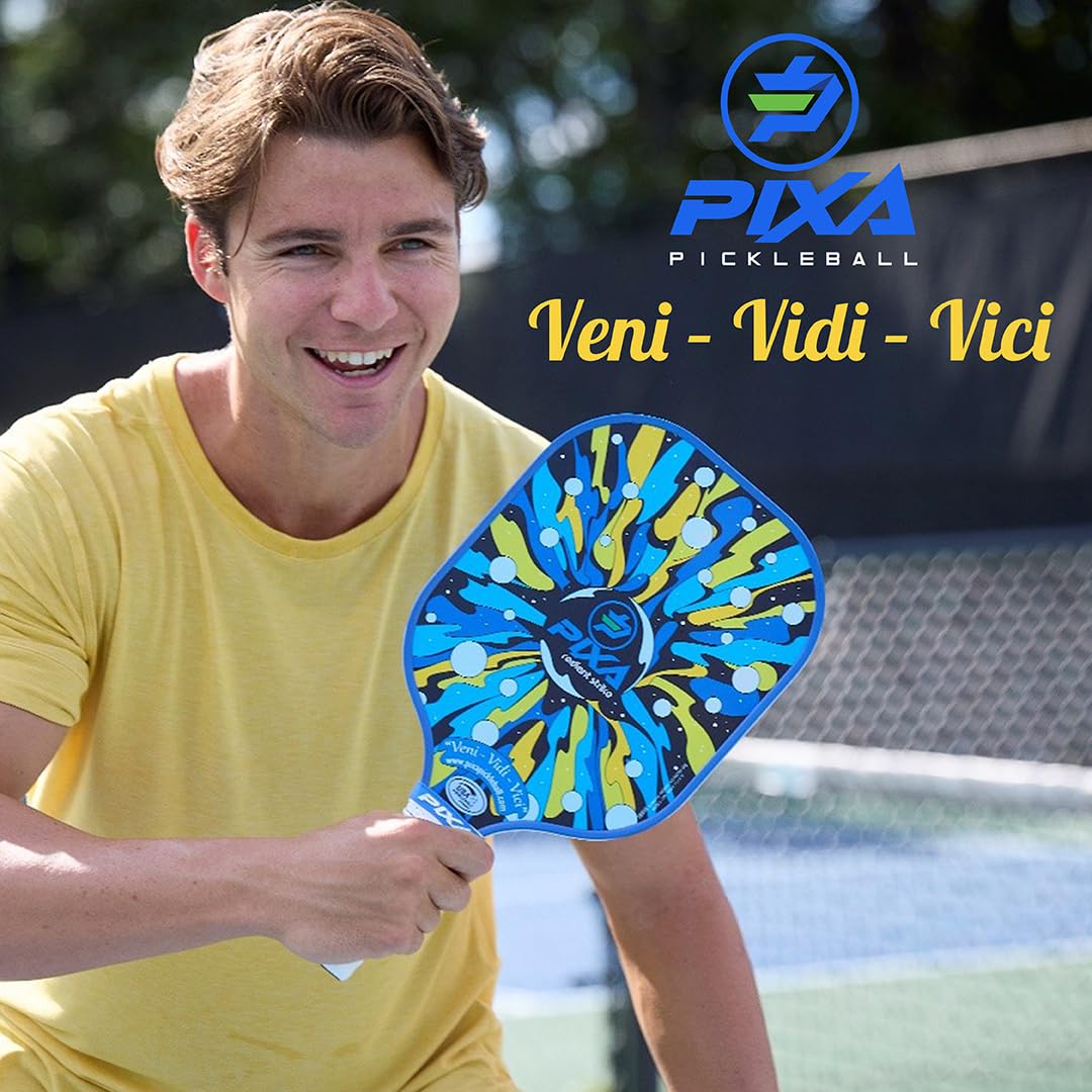Pickleball Paddles, USAPA Approved Fiberglass Surface Pickleball Set with Pickleball Rackets, Pickleball Paddles Set for Men Women 4 Outdoor Balls & Bag – Radiant Strike by PIXA Pickleball