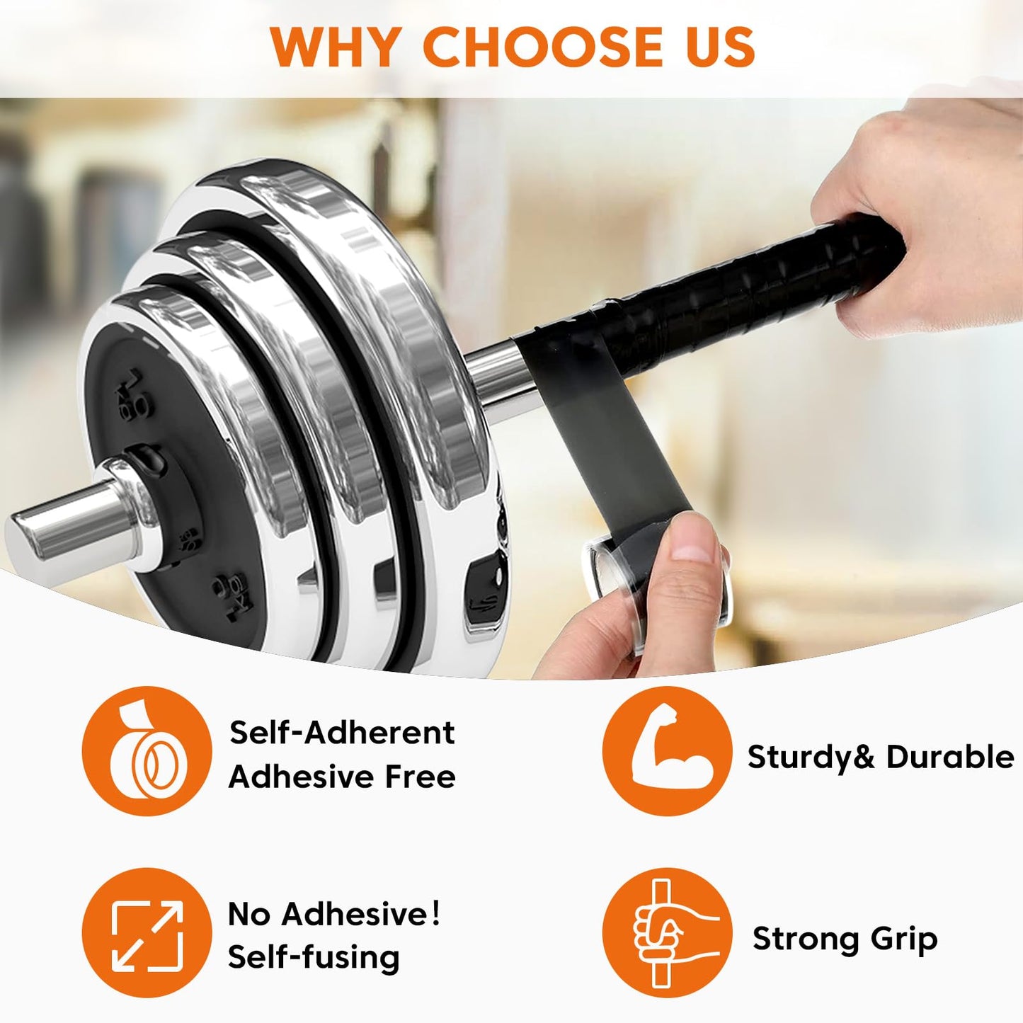 Antswish Grip Tape - Self Fusing Silicone Tape, 36FT Rubber Grip Wrap for Pull Up Bars, Handlebar Tape, Barbells, Dumbbells, Gym Equipment, Bike Handles, Tools