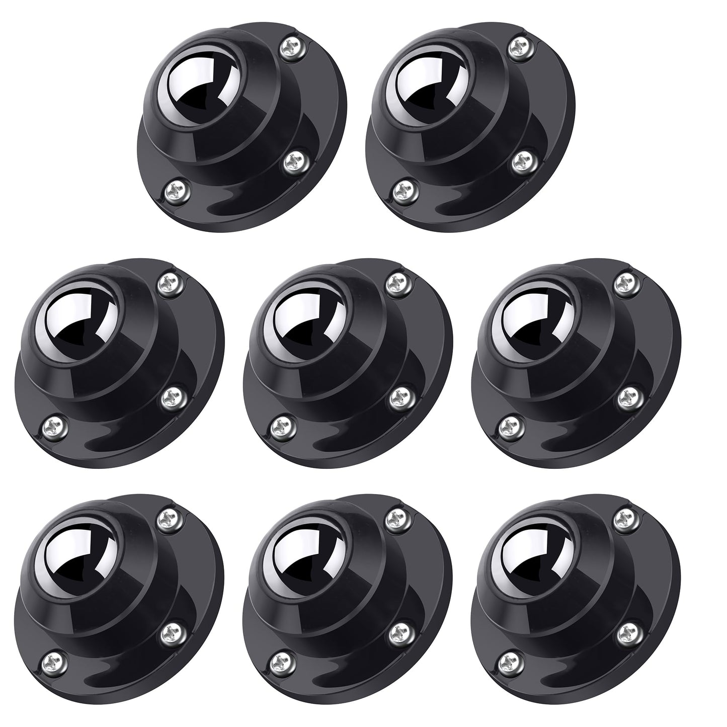 PlusRoc 8 Pack Anti-Rust Wheels Stainless Steel Self Adhesive Caster Wheels for Mop Bucket, Kitchen Appliance Rollers Sliders, Load Capacity 28LBS Per Wheel for Furniture