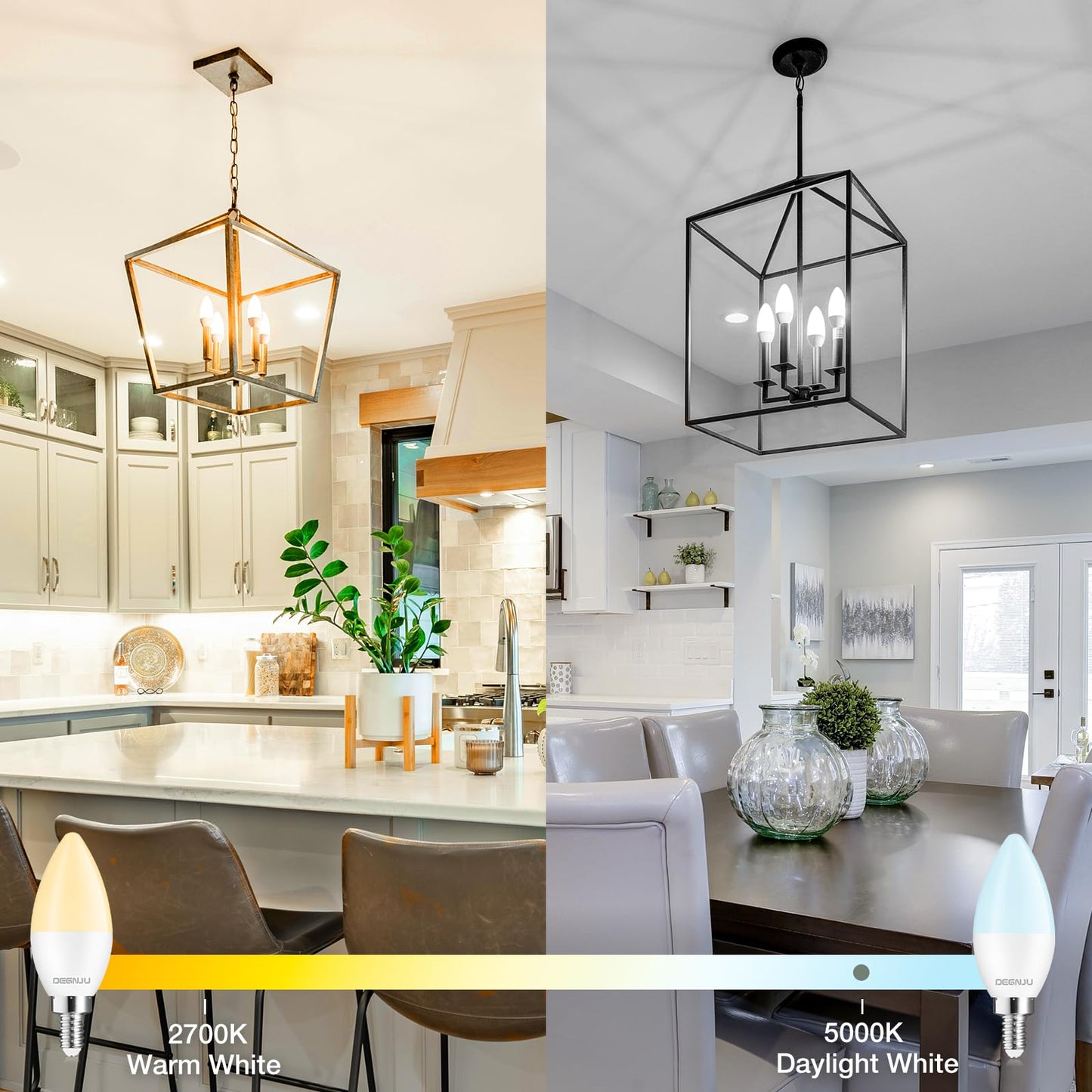 DEGNJU Chandelier Light Bulbs 60 Watt Equivalent, Candelabra LED Light Bulbs, E12 LED Bulb Daylight 5000K, Type b Light Bulb 5.5W, Candelabra Base, 120V, B11 Candle Light Bulb, Non-Dimmable, 10 Pack