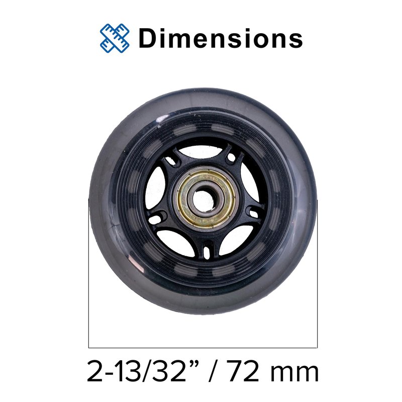 AlveyTech 72 mm Front Anti-Tip Wheel Assembly with Bearings for Jazzy & Pride Scooters & Power Chairs - Replacement Black Scooter Wheels with 608ZZ Bearings, fits Jazzy Elite Power Chair (WHLATIP1004)