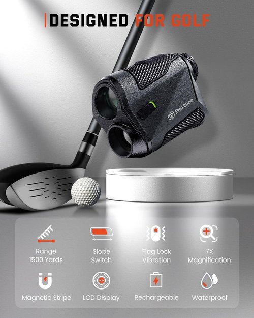 Bestsee Golf Rangefinder - High-Precision 1500 Yards Laser Range Finder with Slope | 7X Magnification & USB-C Rechargeable