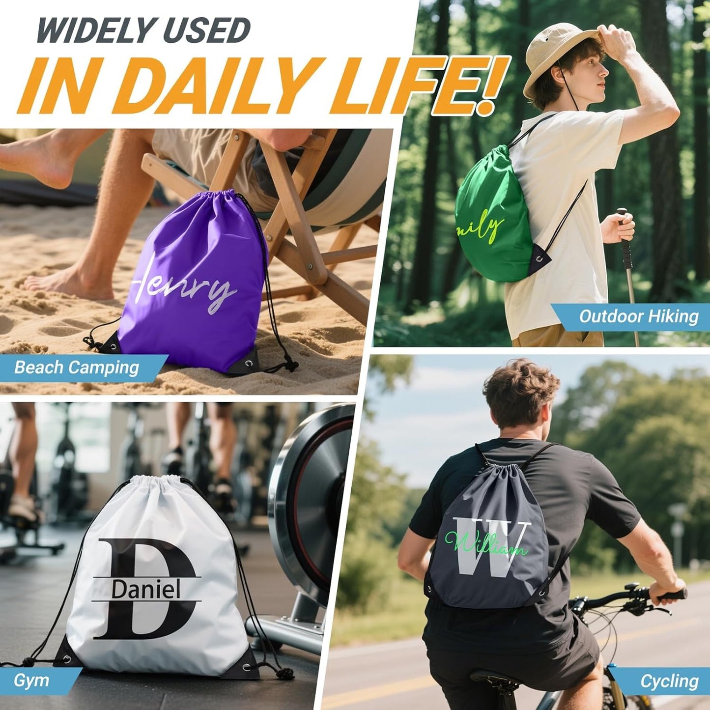 Skiennix Custom Drawstring Bags - Personalized Logo Pouches in Bulk | 13.4”x17” Size