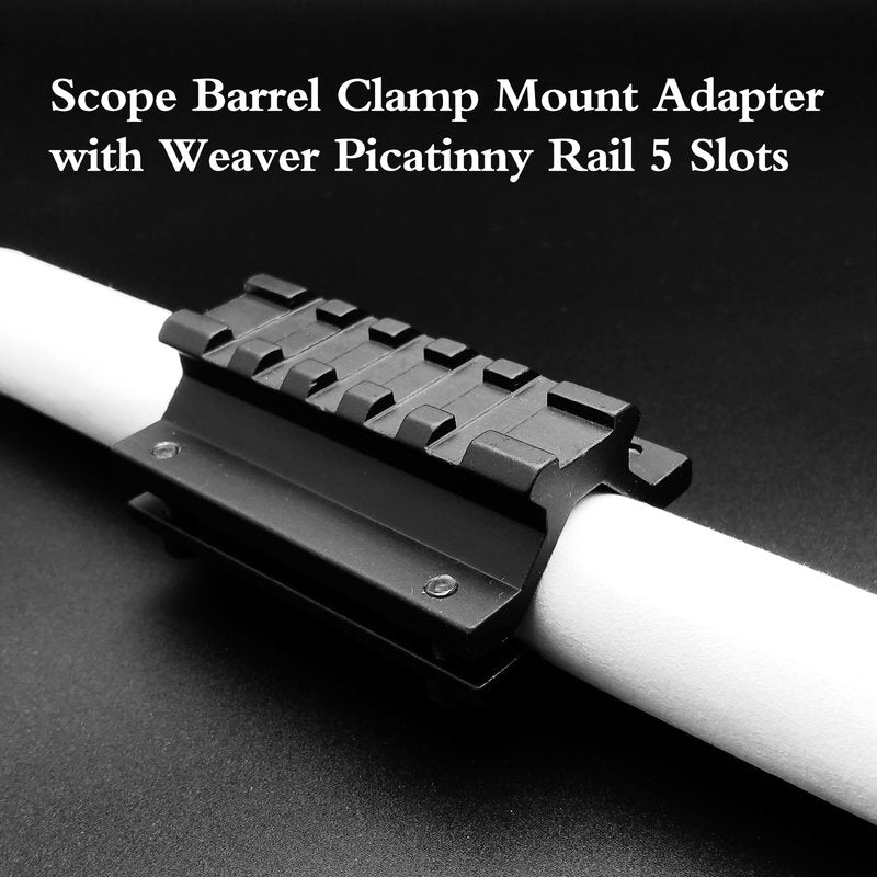 BVGD Scope Barrel Clamp Mount Adapter with Weaver Picatinny Rail 5 Slots