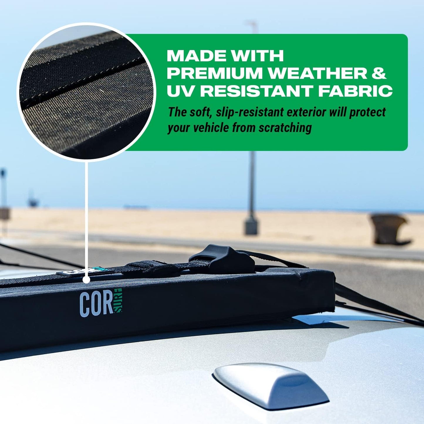 Universal SUP Surf Rack - Soft Paddle Board Carrier for Cars | Scratch-Resistant Buckles (19")