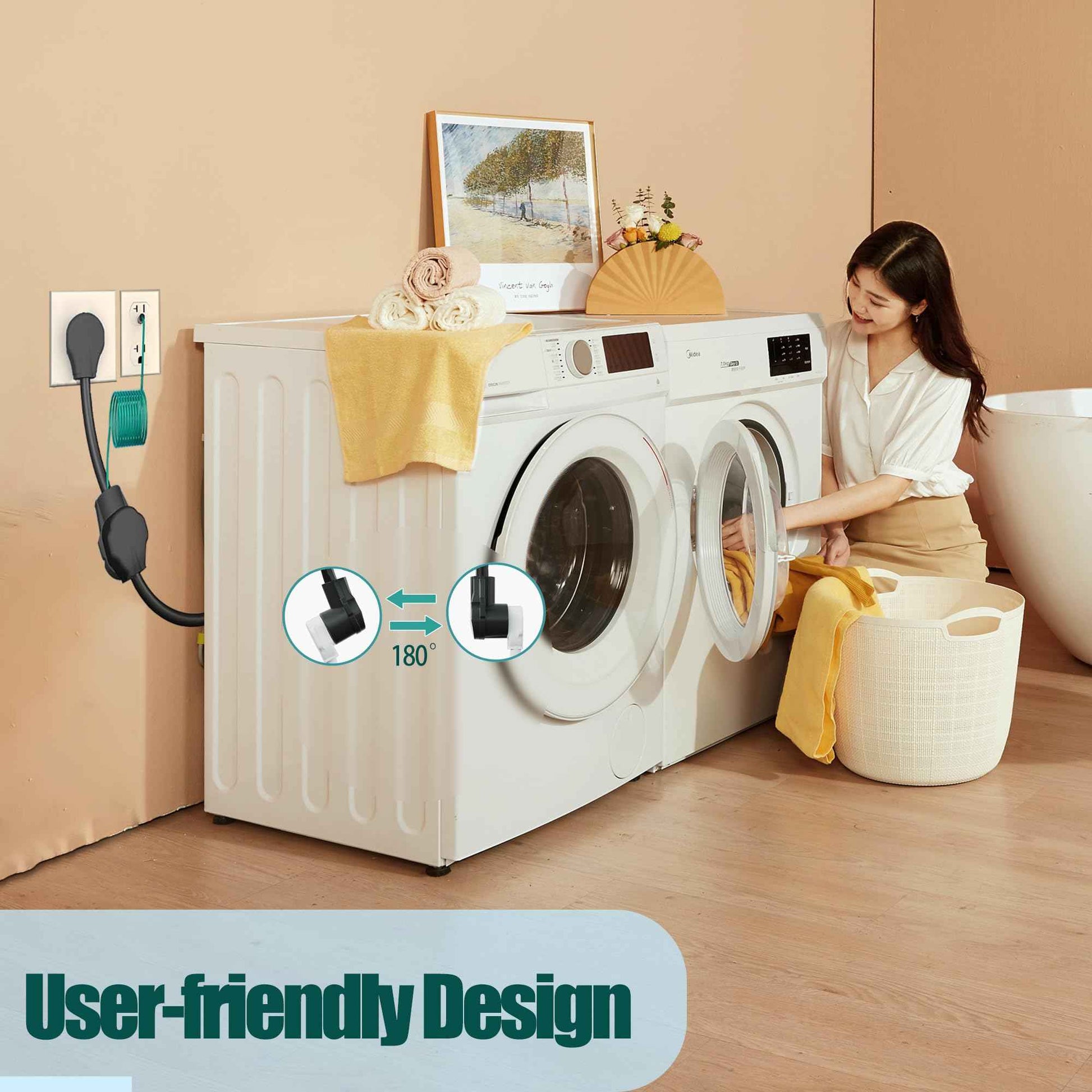 Dryer Outlet Adapter, 4 Prong to 3 Prong Dryer Adapter, Dryer Convert Cord NEMA 10-30P Male to 14-30R Female, 10 AWG 3 to 4 Prong Dryer Adapter with Safety Ground Wire