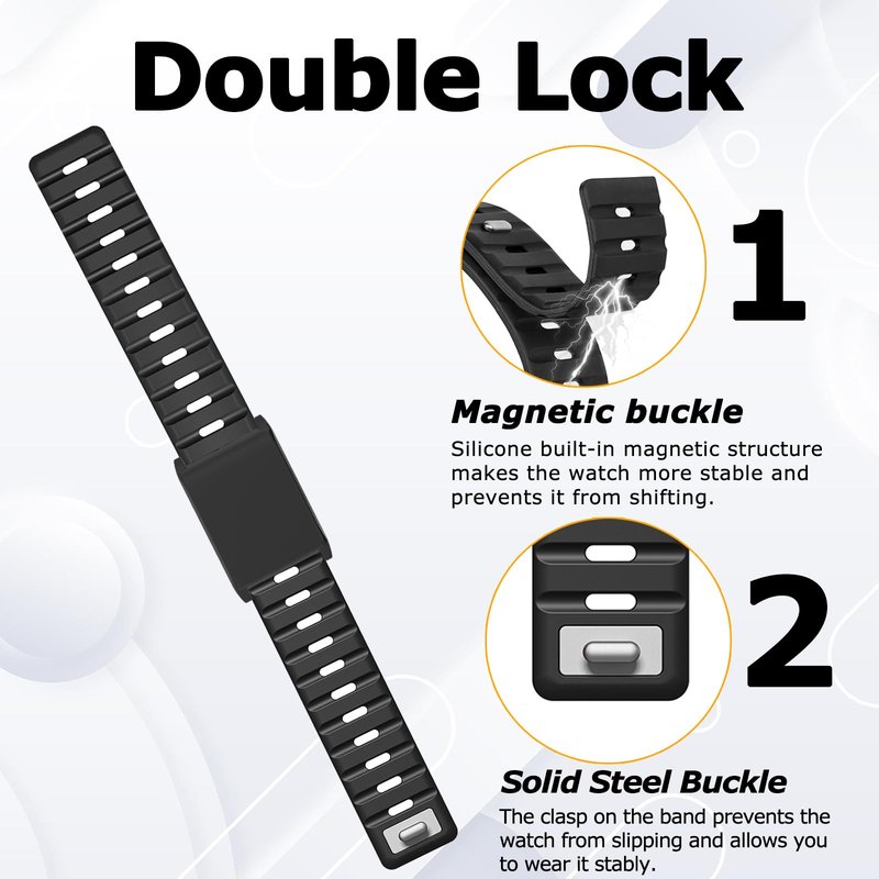 PONATTENO Replacement Band Compatible for Whoop 4.0, Soft Silicone Strap with Protective Case Bands, Waterproof Breathable Sport Watch band, Quick Release Magnetic Buckle Watch Band (Black)
