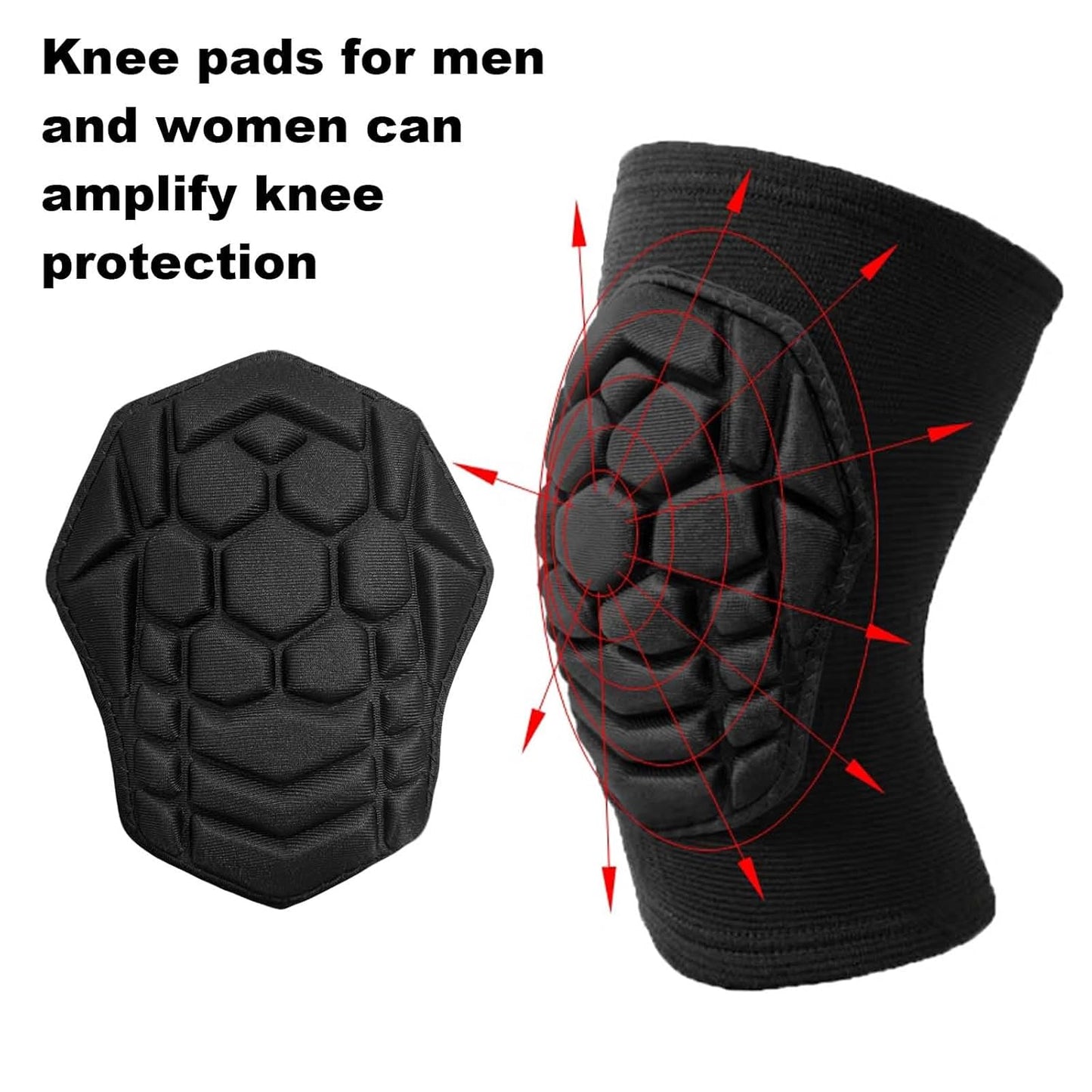 Skiennix Knee Pads - Soft Elastic Compression Sleeves for Skating, Soccer, Yoga | Black, Large