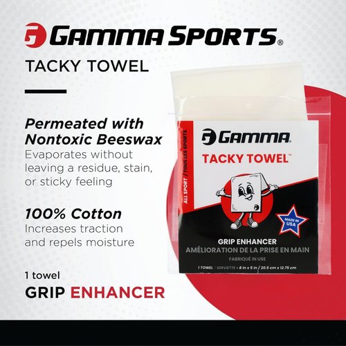 Gamma Tacky Towel for Tennis, Pickleball, Padel – Grip Enhancer for Sweaty Hands – Improves Paddle & Racquet Control – Long-Lasting Anti-Slip Formula – Pocket-Sized Grip Aid for Players