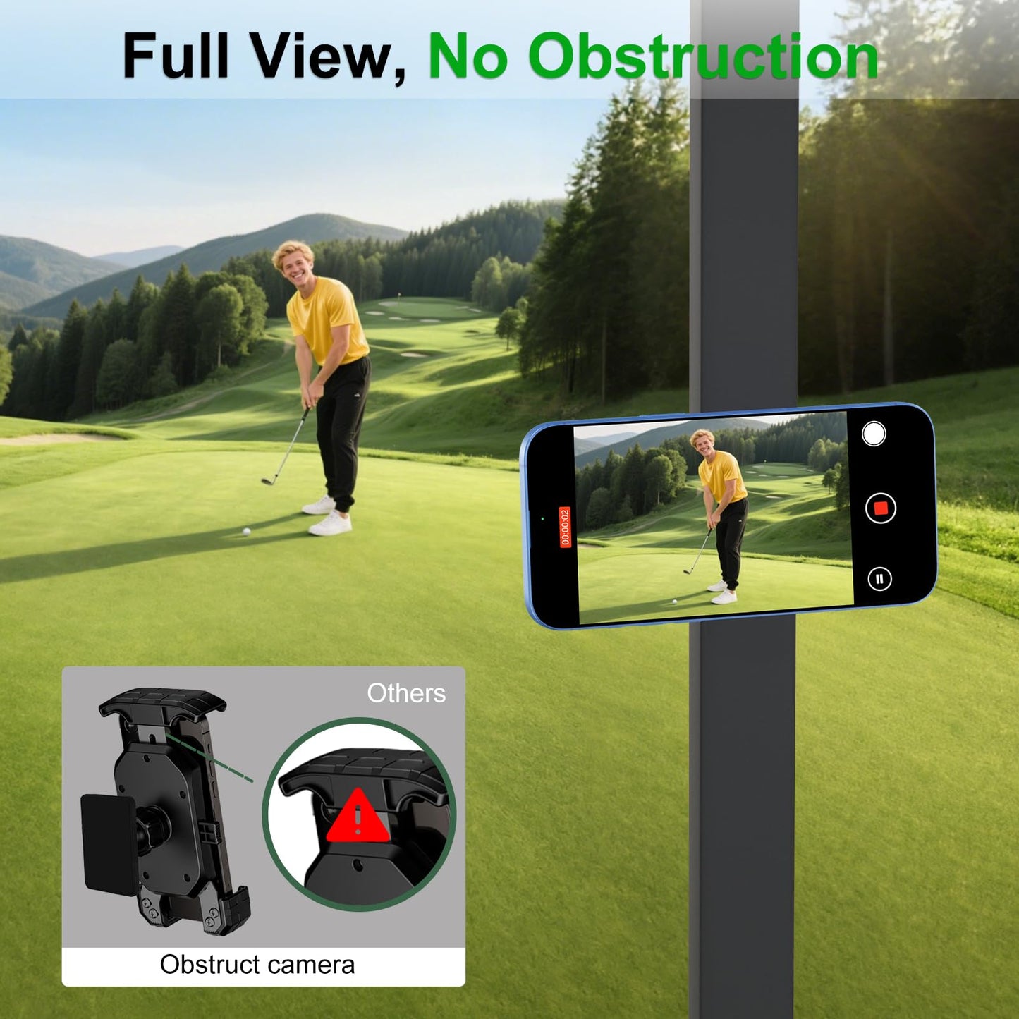 UYCCIMB Magnetic Golf Cart Phone Holder Compatible with MagSafe iPhone 16/15/14/13/12 Series, Fits EZGO ＆ More Any Iron Metal Surface for Golf Cart Accessories MagSafe Gift