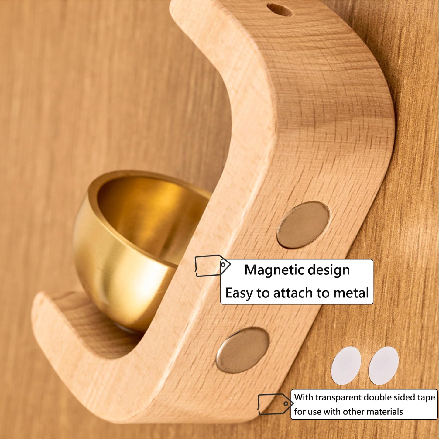 Magnetic Door Chime Bell, Wooden Shopkeepers Bell for Door Opening - Ding Ding Sound