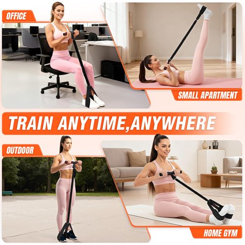 UZTUGG Pedal Resistance Bands with Handles, Upgrade Women Exercise Bands for Full Body Training, Core, ABS, Legs, Glutes, Arms, Pilates, Physical Therapy, Strength, Sit Up Equipment for Home Workout