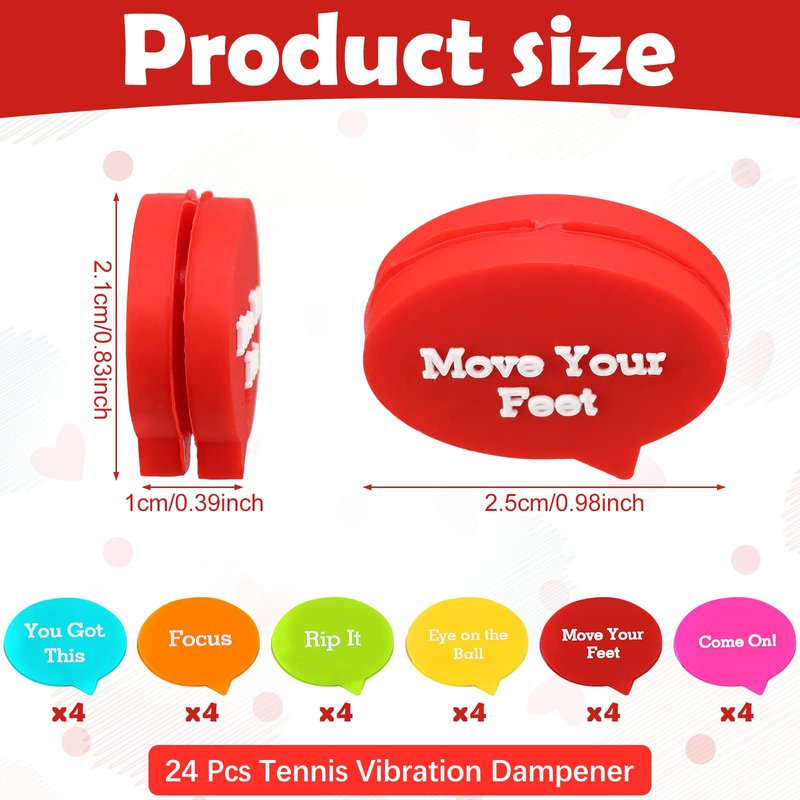 Sosation 24 Pcs Tennis Vibration Dampener Colorful Tennis Racket Dampener for Women Men Gift Team Accessories, 6 Styles