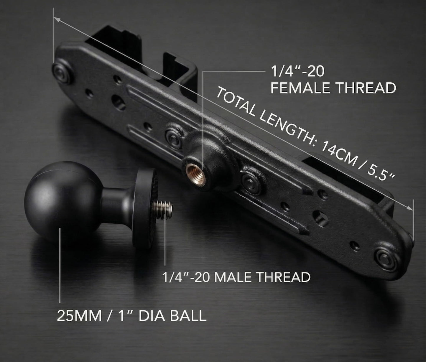 Universal Walkie Talkie Mount Holder with 25mm 1 Inch Ball Base, Heavy Duty Design for Handheld Transceiver, CB Mic and Speaker Microphone Compatible with RAM Mounts B Size Double Socket Arm