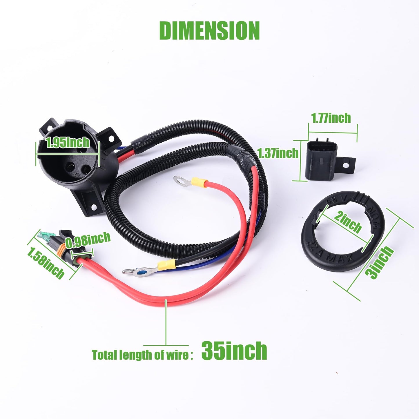 10L0L Golf Cart Charger DC Receptacle for Club Car Precedent 2004-up 48V Electric Carts, Harness Assembly Replaces OEM 103375501 102510201