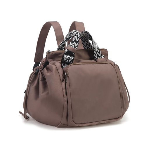 Carfond Large Capacity Portable Backpack Tote Bag For Car Travel, Lightweight Foldable Nylon Travel & Shopping Bag with 15 Pockets, Khaki