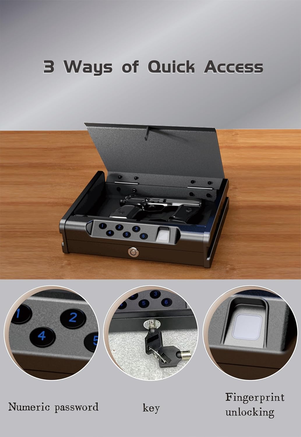 VORanex Gun Safe - Quick-Access Handgun Safe for 2 Pistols | Fingerprint, Passcode & Voice Prompt Features