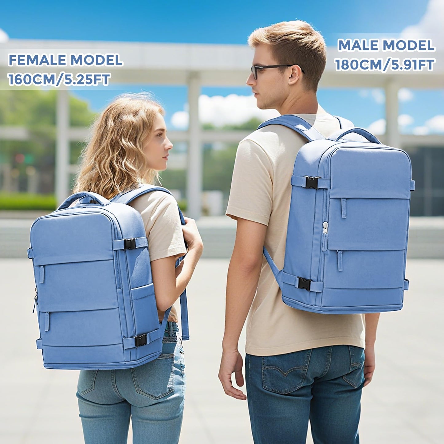 coowoz Travel Backpack for Women Men,Carry On Backpack,Hiking Backpacks Outdoor Sports Rucksack Casual Daypack Travel Essentials Sky Blue