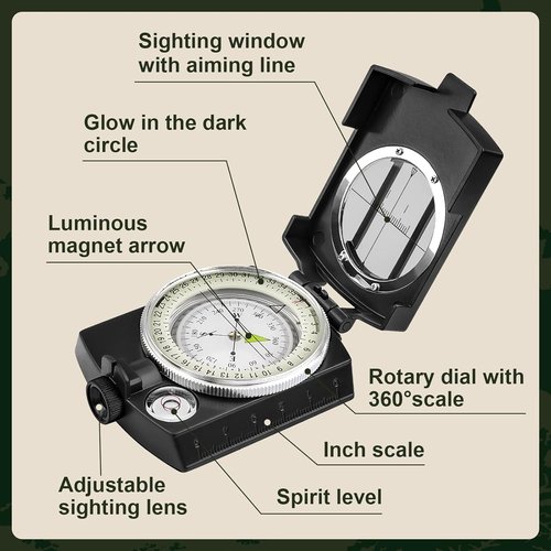 INMAKER Luminous Compass - Essential Hiking Tool with Survival Whistle | Perfect Gift for Kids