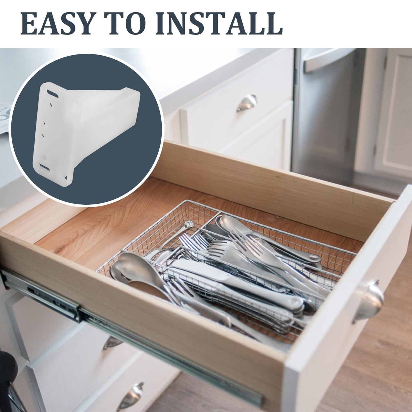 R 7240 Drawer Side Track Brackets, 5/16 in. x 7/8 in., Plastic, White (2 Pair)