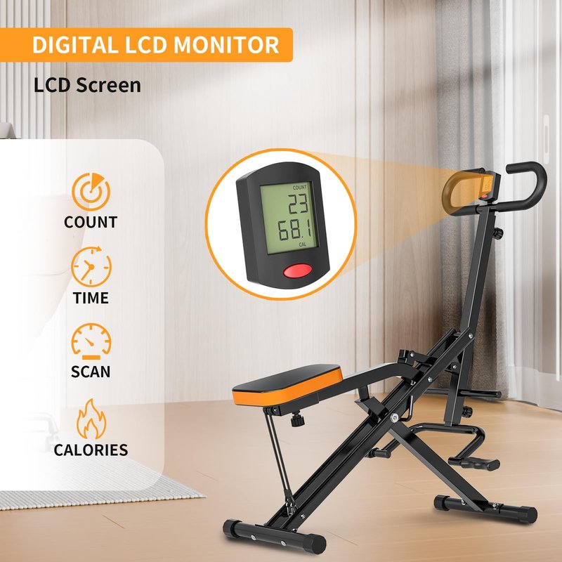 NAYSAYE Squat Assist Trainer, Squat Machines Rowing Machine with Adjustable Resistance Bands LCD Display, Foldable Exercise Trainer with 265LBS Loading Capacity for Home Office Black