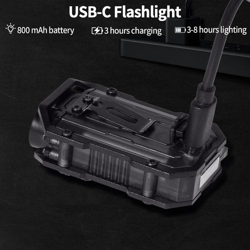 KunHe 4 Pack Bulk Mini Keychain Flashlight with Clip High Lumen USB-C Rechargeable with COB Side Light 8 Modes Suitable for Night Work Camping Hiking Dog Walking Gift
