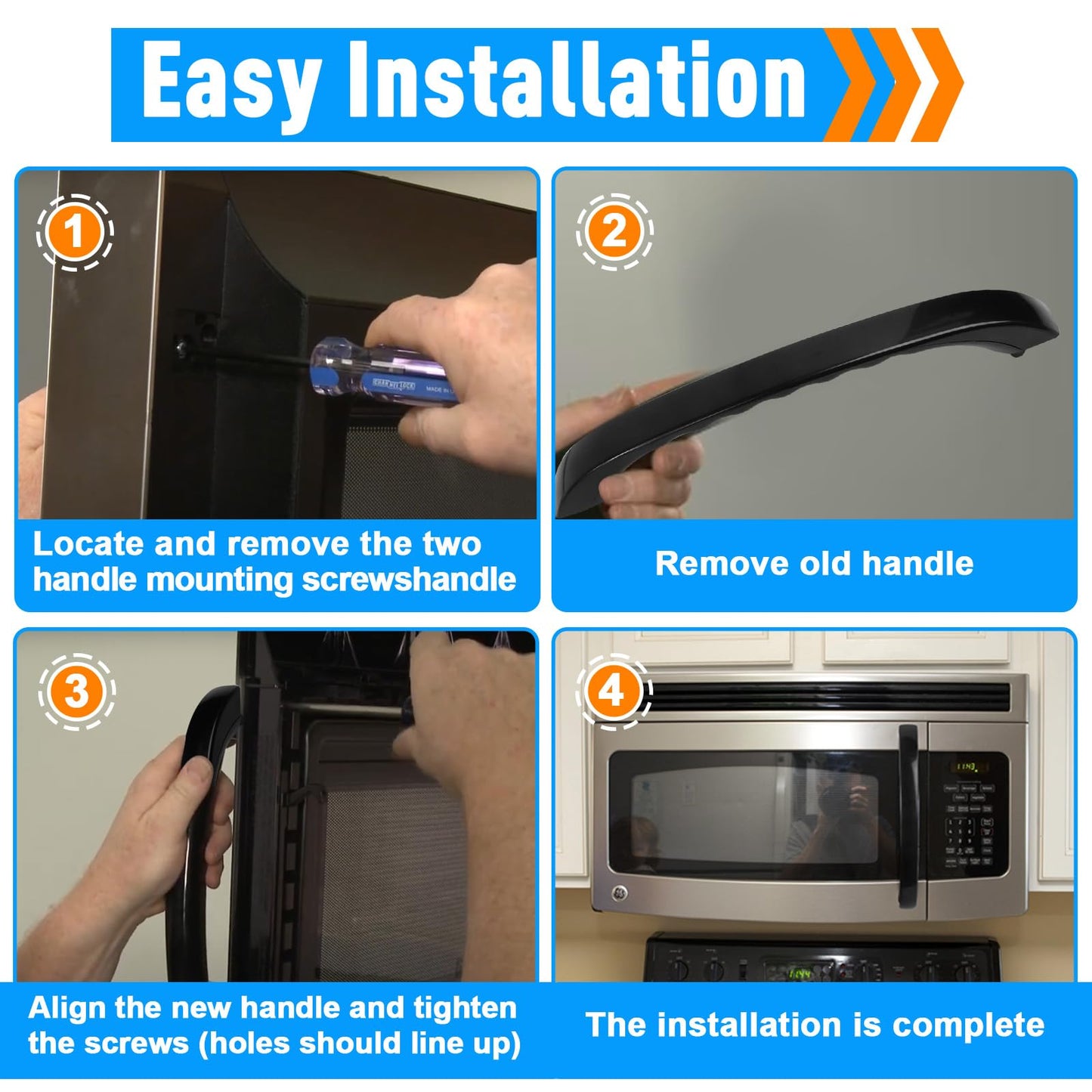 Wb15x10020 Replacement Microwave Door Handle Kit for GE Spacemaker XL Series, JVM1339BW, JVM1350BW, JVM1330BW, Black