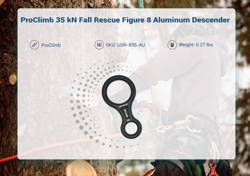 ProClimb 35 kN Fall Rescue Figure 8 Aluminum Descender Rigging Plate Heavy Duty Belay Device (Black)
