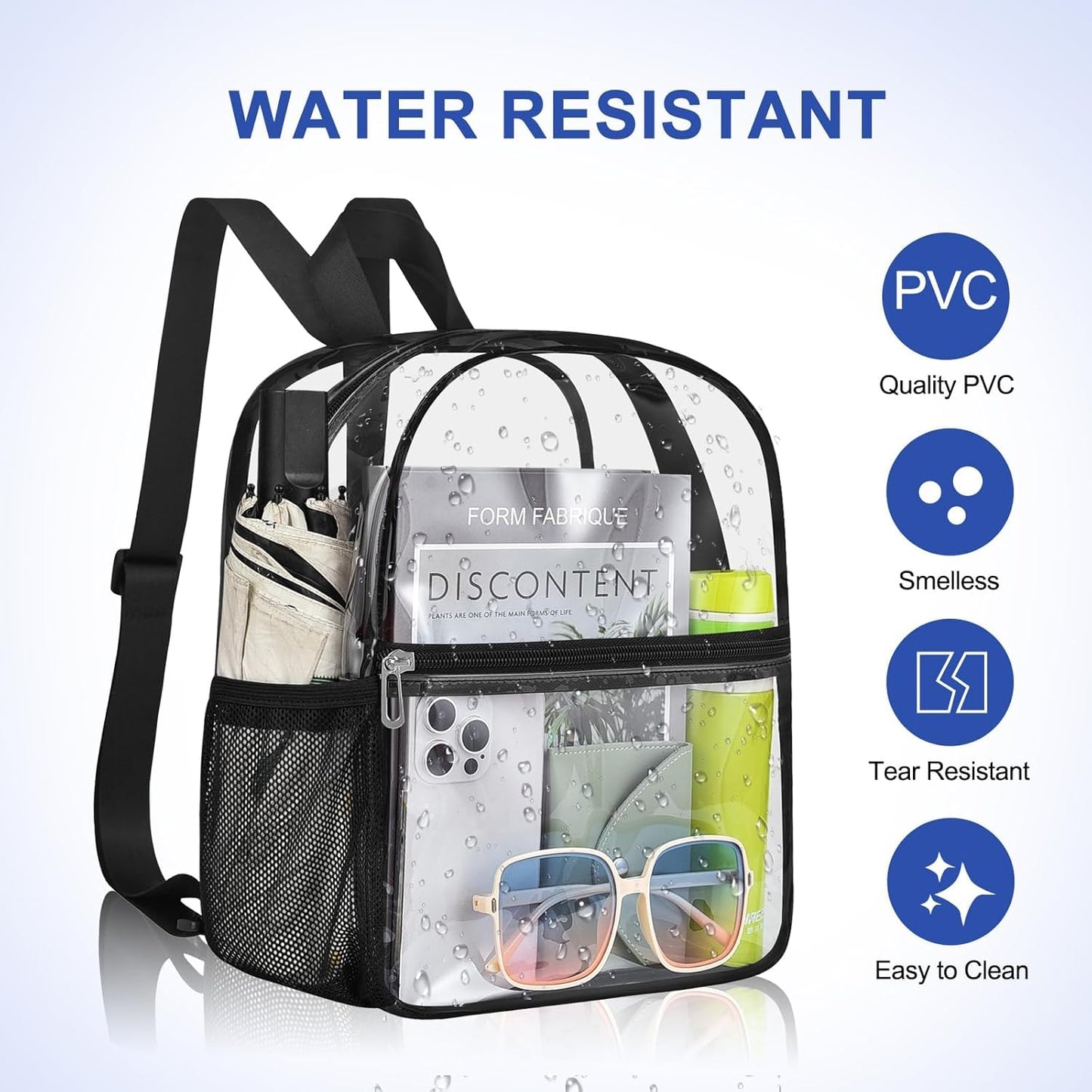 Skiennix Clear Stadium Backpack - Mini Sports Bag for Concerts, Travel & Events | Black 12x12x6