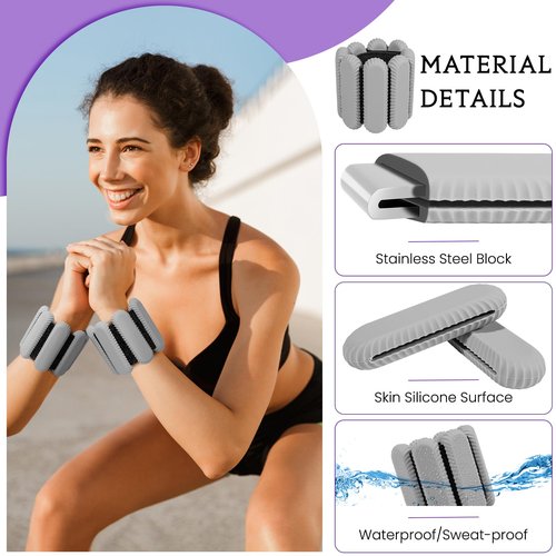 CMJO Wrist Ankle Weights for Women, Adjustable Ankle Weights 1lb Each, 2lbs Hand Leg Weights Set for Walking, Yoga, Cardio, Pilates
