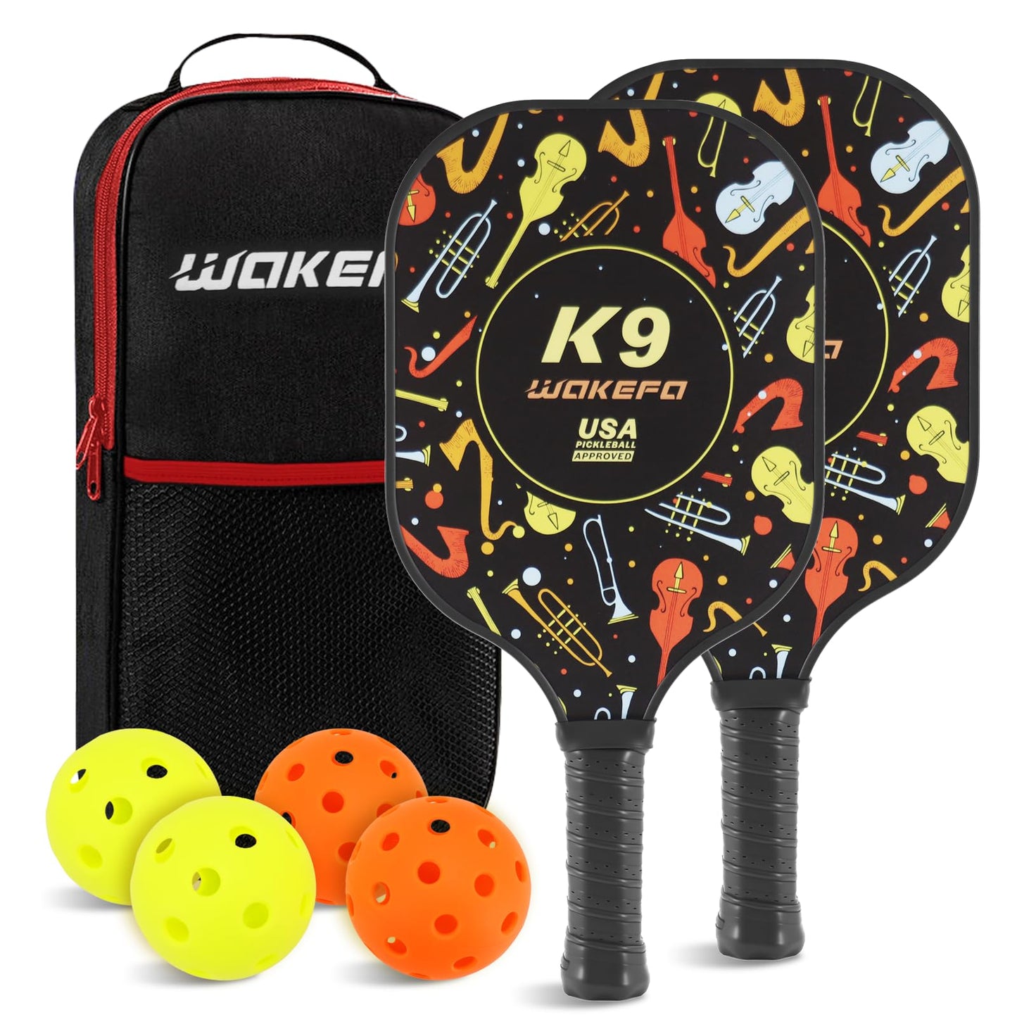 DUJORM Pickleball Paddles Set of 2 USAPA Approved Fiberglass Surface, Pickleball Paddles with 2 Paddles and 4 Balls, for Men Women with Carring Bag