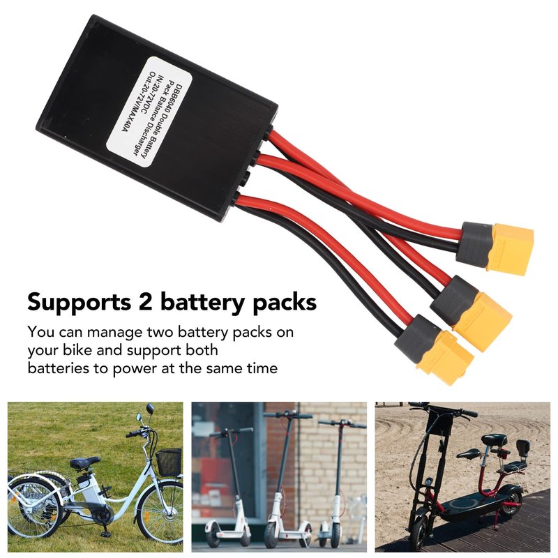 Dual Battery Pack Switch Balancer, 20v-72V Double Battery Discharge Converter Providing Lasting Power Parallel Battery Connector Cable for Electric Bike(40A)