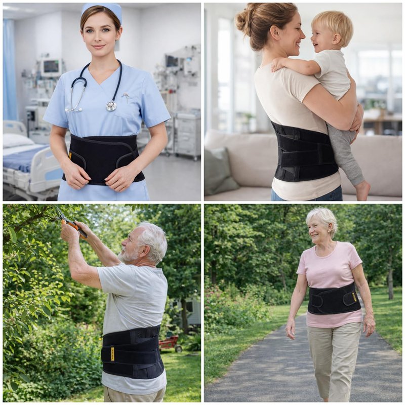Adjustable Back Brace for Lower Back Pain for Women and Men - Breathable & Comfortable Lower Back Brace Belt for Sciatica, Scoliosis, Herniated Disc - Lightweight Lumbar Support Belt for Work, Driving & Walking, etc., Black.