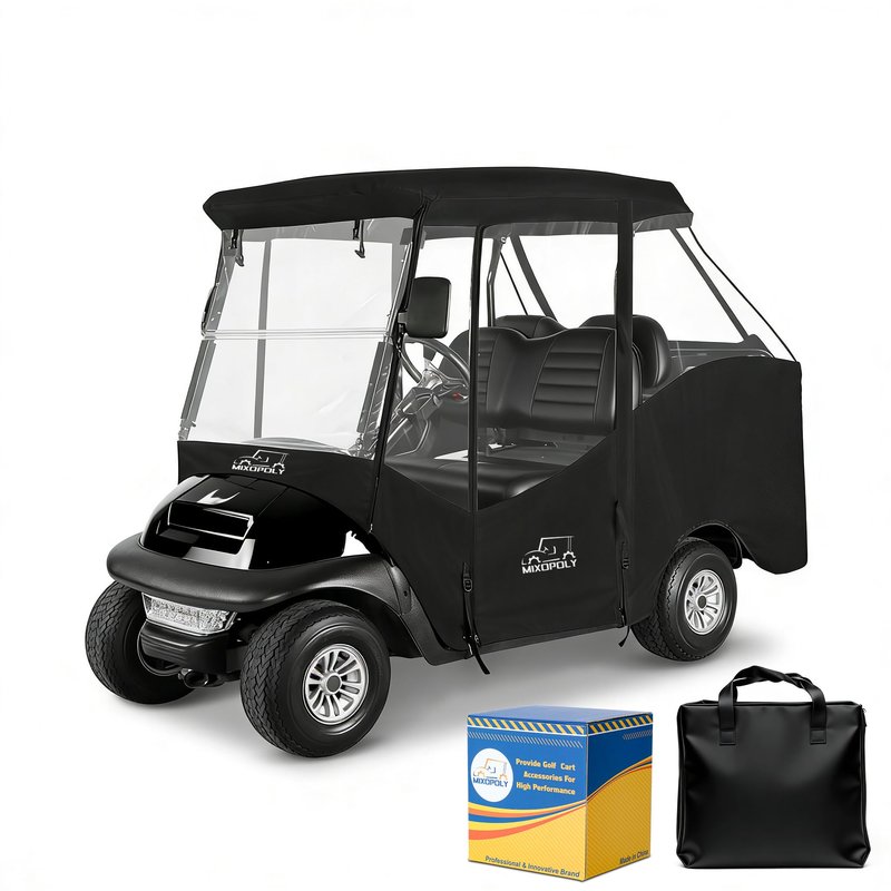 Mixopoly 4 Passenger Golf Cart Enclosure for Club Car Precedent 2+2 Seater with Short Roof 58 inch, 4-Sided Clear Window 600D Rain Cover Waterproof Windproof Snowproof and All-Weather Protection