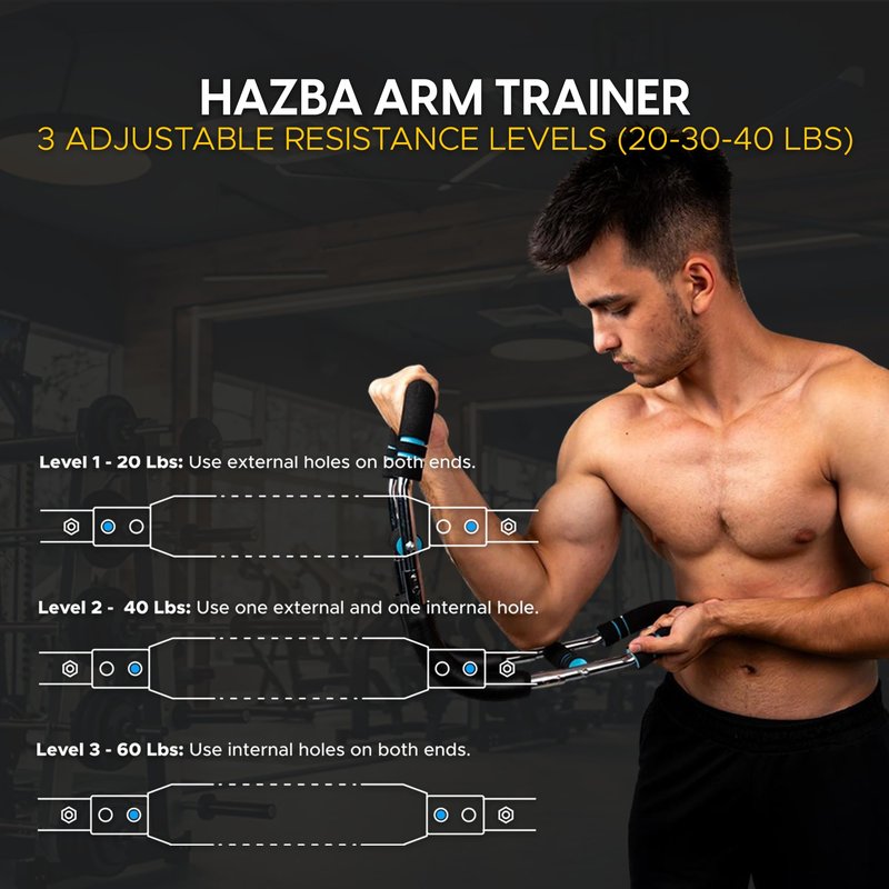 HAZBA Twister Arm Trainer, Adjustable 3 Resistance Levels (20-60 lbs) Chest Workout Equipment, Portable Chest Trainer for Men & Women, Anti-Slip Handles Arm Workout Equipment, Gorilla Bar
