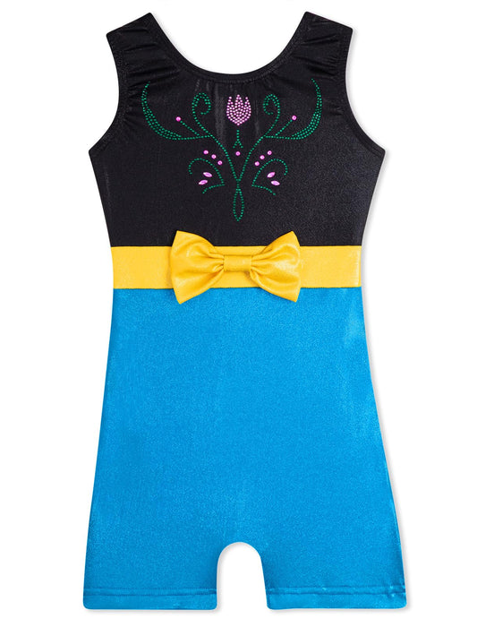 HOZIY Girls Leotards for Gymnastics Flower 3t 4t Blue Black Biketard Shorts Tumbling Outfits Sparkly Shiny