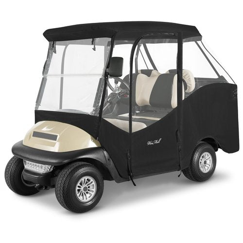 WEIMELL 4 Passenger Golf Cart Enclosure for Club Car Precedent Tempo Short Roof 2+2 57.5" Waterproof Windproof Driving Rain Cover 4-Seater with 4-Sided Clear Windows Roll-up Zipper Door Black