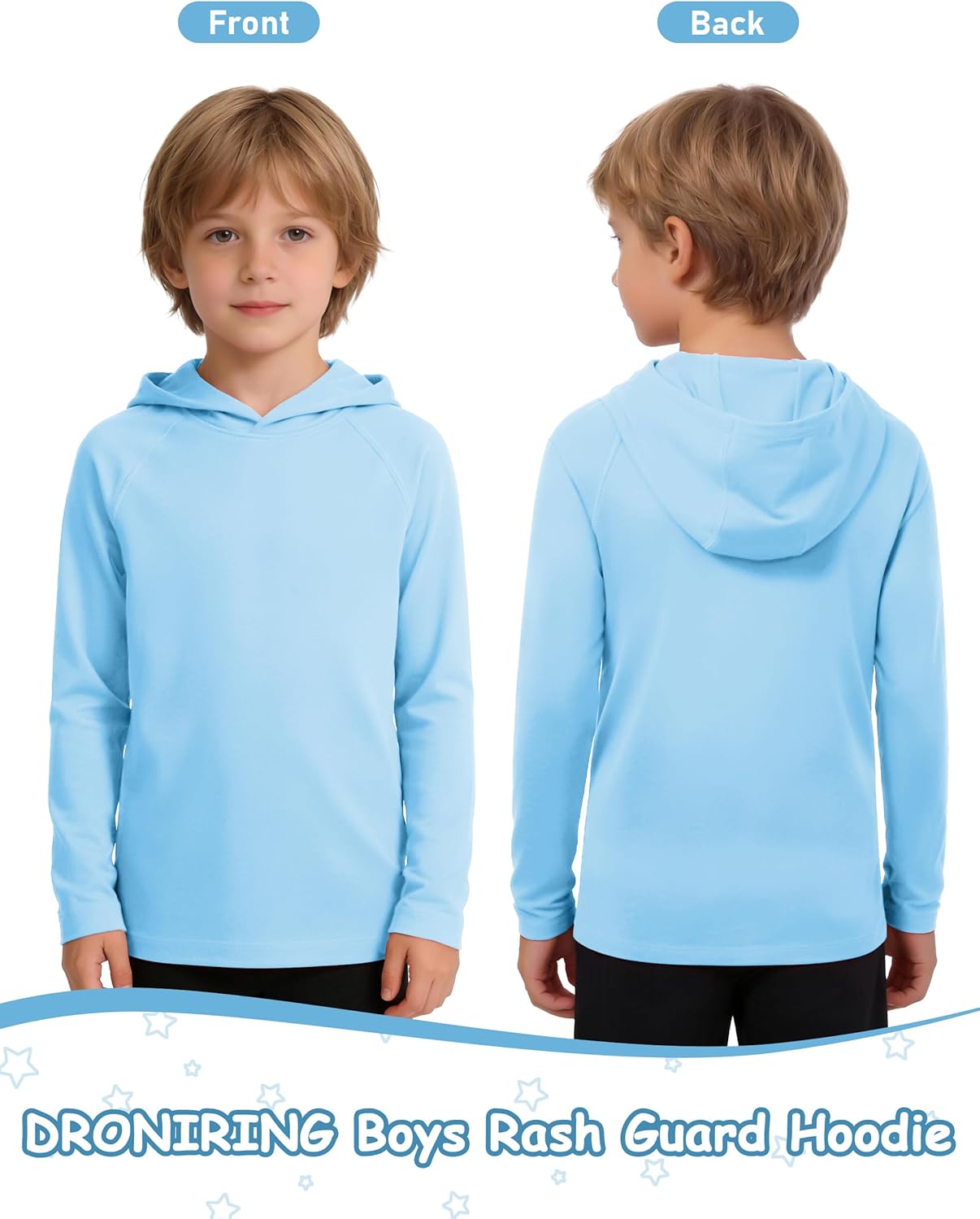 Skiennix Boys Hooded Long Sleeve Rash Guard | Youth UPF 50+ Sun Protection Swim Shirt