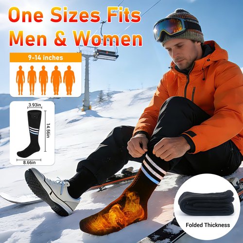 Heated Socks for Men Women with App Control, 6000mAh Upgraded Rechargeable Electric Heated Socks to 10 Hours, Washable Winter Foot Warmer Socks, 4 Heating Level, Outdoor Camping Skiing Hunting Hiking