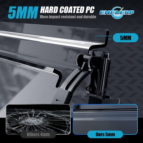 ENEKERP Golf Cart Windshield for Club Car DS 2000-Up Gas and Electric, Fit Tapered Front Struts Only, 5MM PC Club Car DS Windshield with Heavy Duty Hinges, UV-Proof & Impact Resistant(Clear)