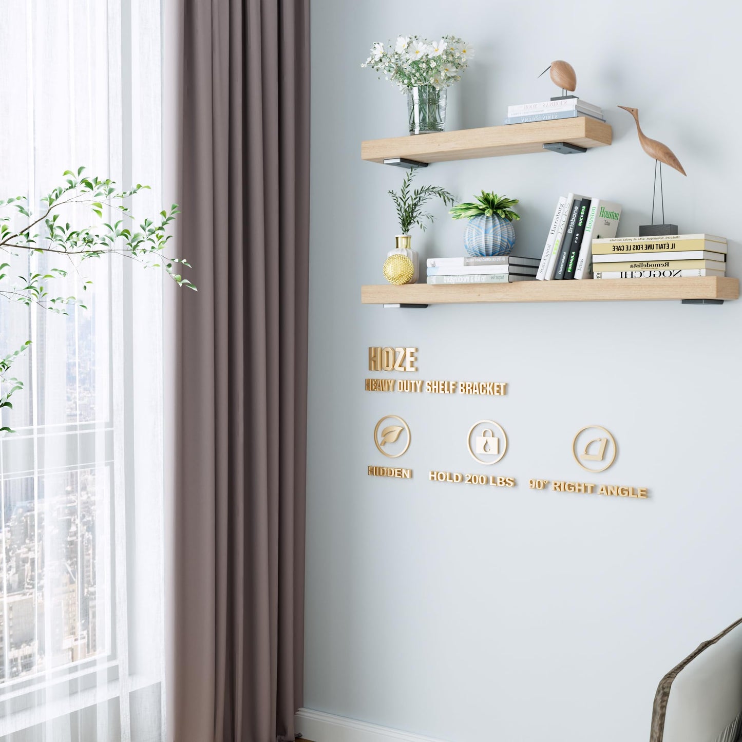 Heavy Duty Metal Shelf Brackets 4-Inch, Set of 4, Modern Black Matte Finish, 1/5" Thick Steel, Easy-to-Install, Strong Support for Shelves, Versatile & Stylish