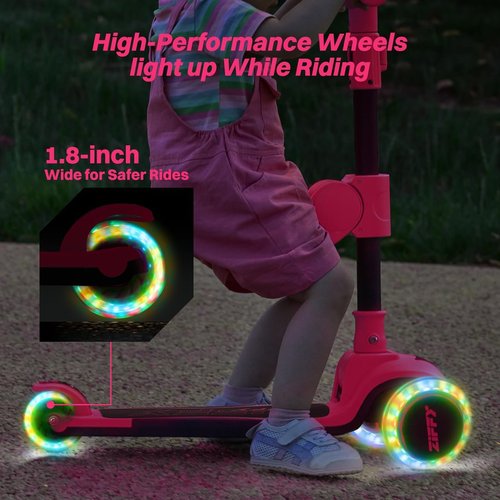 JOVA ZIFFY 2-in-1 Toddler Scooter - Foldable Light-Up 3-Wheel Design for Kids 3-12, Adjustable Height