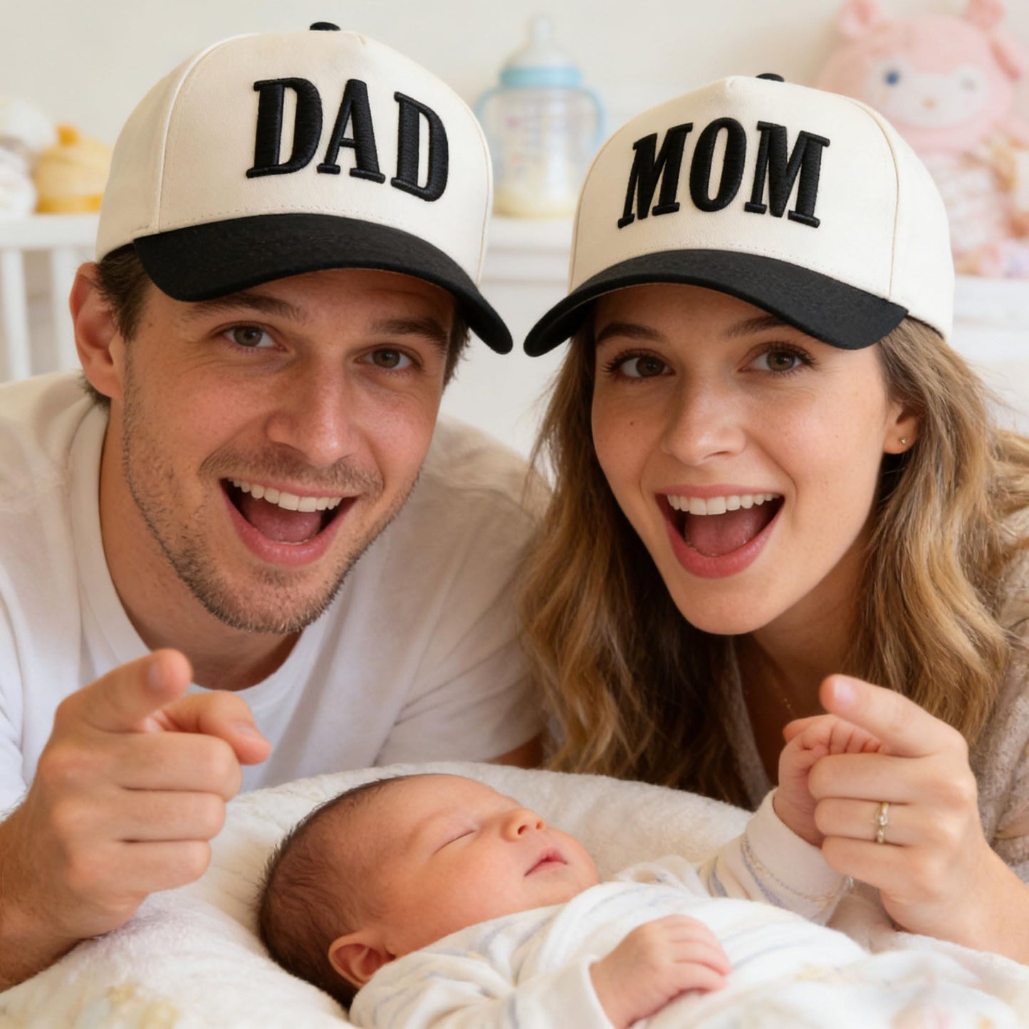 YQZUWUXE Mom and Dad Hats, New Parents Gifts for Couples, Baby Pregnancy Announcement Trucker Hat for Men Women Trendy Baseball Cap Black
