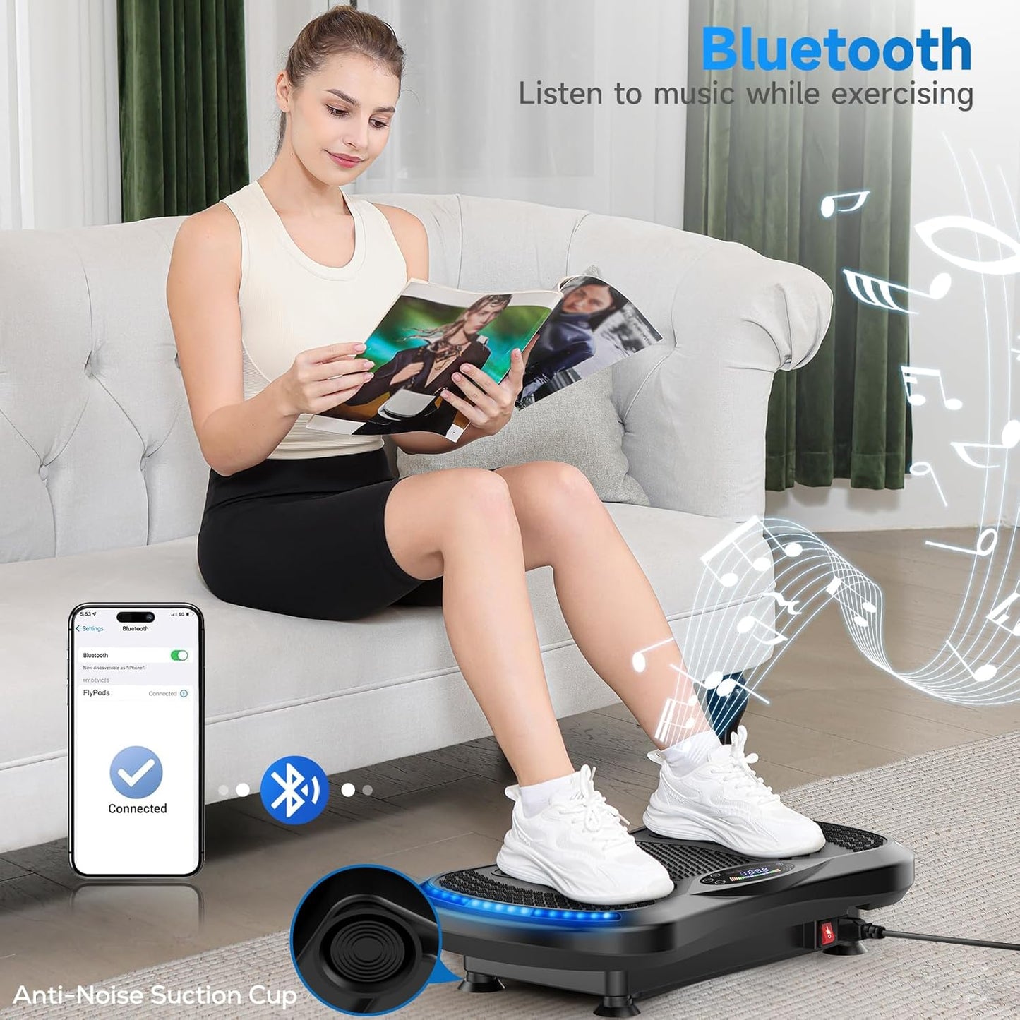 Vibration Plate Exercise Machine - Full-Body Weight Loss & Lymphatic Drainage | 400 Lbs Capacity, 200 Speeds