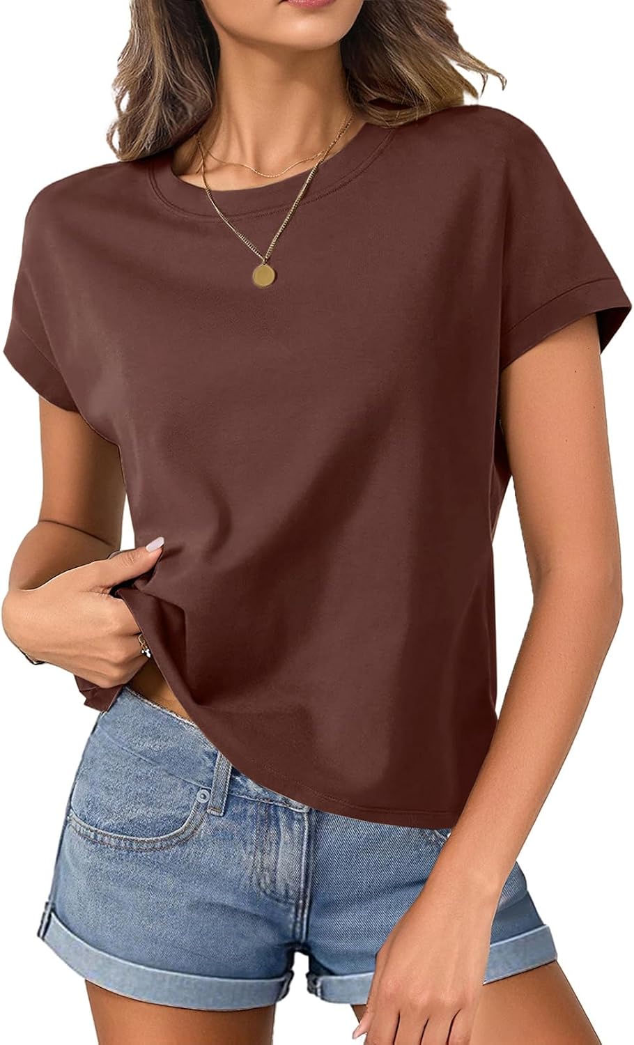 Skiennix Women's Cap Sleeve Cropped Tee - Loose Fit Cotton Summer Blouse | Casual Style